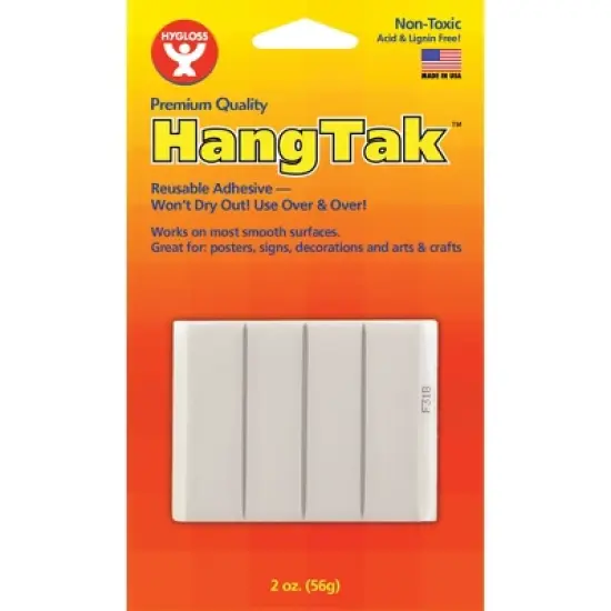 Hygloss&reg; HangTak&trade; Reusable Adhesive, White, 2 oz. Per Pack, 12 Packs image {1}