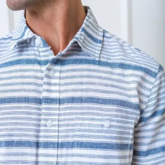 Hope & Henry Mens' Short Sleeve Linen Button Down Shirt image {1}