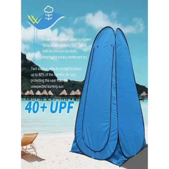 MPM 6FT Pop Up Privacy Tent Instant Shower Tent Portable Outdoor Rain Shelter, Camp Toilet, Dressing Changing Room with Carry Bag blue image {2}