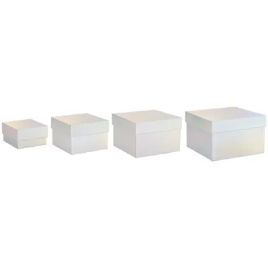 Stockroom Plus 4 Pack Square Nesting Gift Boxes, Decorative Boxes with Lids in 4 Assorted Sizes for Wedding, Bridal Shower, Baby Shower, Silver image {2}