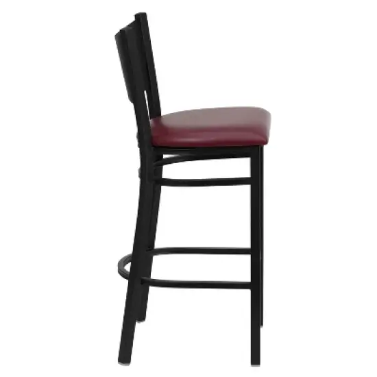 Emma and Oliver Black Coffee Back Metal Restaurant Dining Barstool image {3}