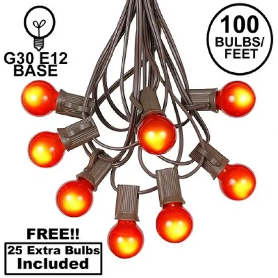 Novelty Lights 100 Feet G30 Globe Outdoor Patio String Lights, Brown Wire image {10}