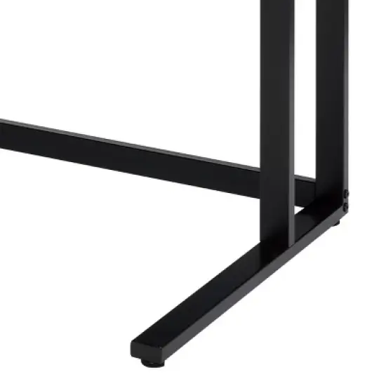 GlasFlength Desks Metal Frame Rustic Computer Desk Gaming Desk Home Office Desk Simple Design for Small Spaces, Black, 47"*24"*30" image {3}