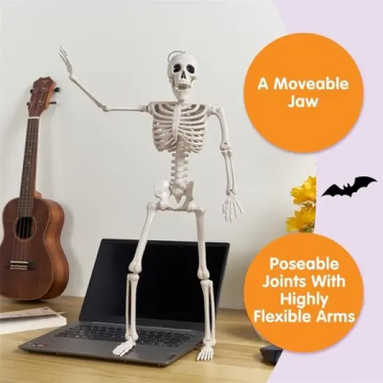 Joyfy 1/2 PCS 24" Posable Skeleton Halloween Decorative Props for Indoor/Outdoor Halloween Decorations, Graveyard Haunted House Spooky Scene Party image {6}