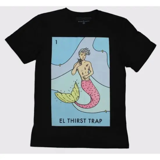 Millennial Loteria Cards Adult El Thirst Trap Short Sleeve Graphic T-Shirt - Black image {2}