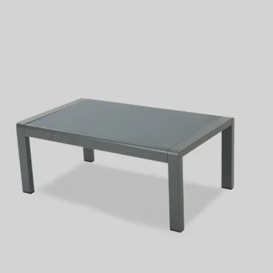 Cape Coral 4pc Aluminum Sofa Chat Set - Gray/Dark Gray - Christopher Knight Home: Outdoor Seating with Coffee Table image {5}