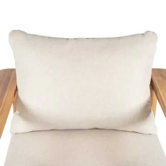 Christopher Knight Home Kari Patio Acacia Wood Slatted Club Chair with Water-Resistant Cushions, Beige/Light Teak image {7}