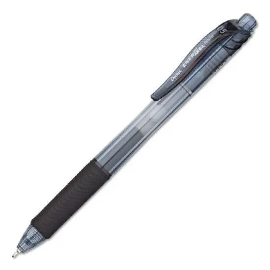 Pentel EnerGel-X Gel Pen, Retractable, Fine 0.5 mm Needle Tip, Black Ink, Clear/Black Barrel, 24/Pack image {2}