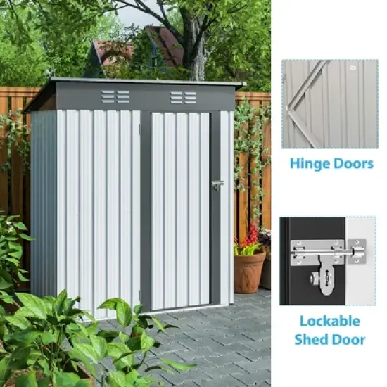 GDFStudio Chapman Galvanized Steel Storage Shed, Lockable Door Tool Shed image {4}