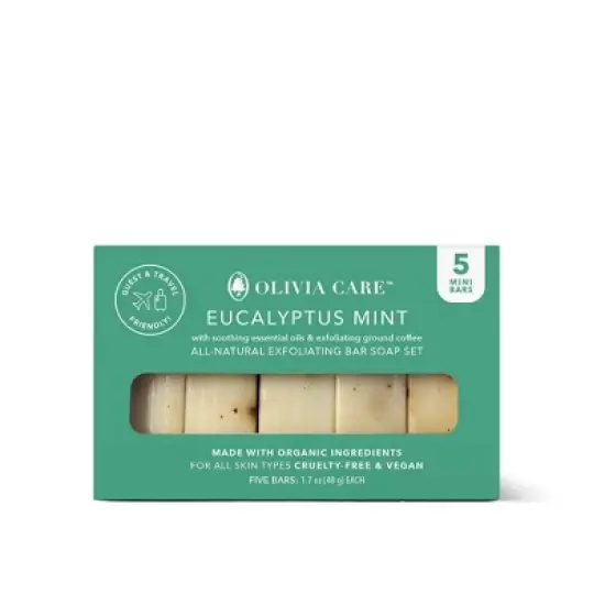 Olivia Care Travel Eucalyptus Mint Exfoliating Bar Soap Set - 1.7oz/5ct image {3}