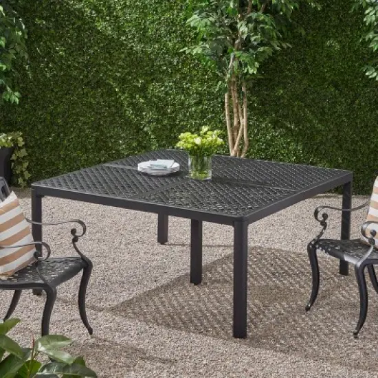 Gulches Patio Dining Tables - 61-Inch Antique Matte Black Woven Design image {9}