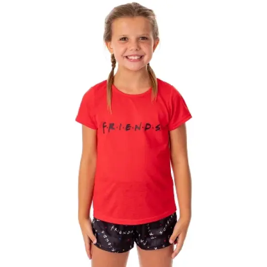 Friends TV Show Girls' TV Series Logo 3 Piece Pajama Shortie Lounge Set image {2}