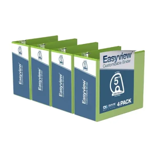 Davis Group 4pk 5" Premium Economy Angled D-Ring Binder Lime Green: Easyview, Polypropylene, 700 Sheet Capacity, Hard Cover image {8}