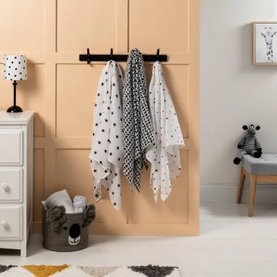 Muslin Swaddle Blanket - Cloud Island&trade; - Black/White - 3pk image {1}