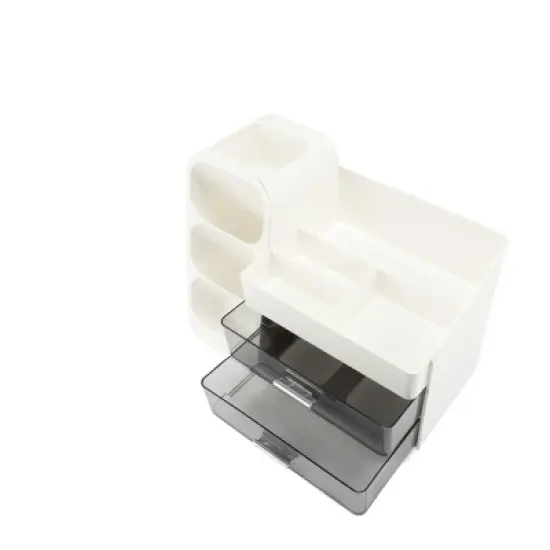 Unique Bargains Three-Layer Makeup Organizer with Drawer White 1 Pc image {2}