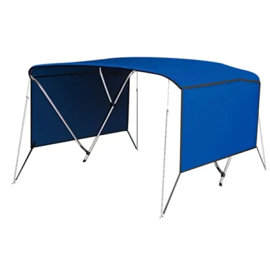 3/4 Bow Bimini Tops with Mesh Sidewalls, Boat Canopy with Support Poles, Marine Grade Pu Coating Canvas, 2 Straps, 2 Rear Support Poles, Zippered Boot image {8}
