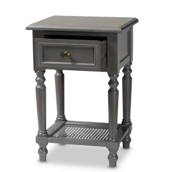 Sheldon Vintage Wood 1 Drawer Nightstand Gray - Baxton Studio image {1}