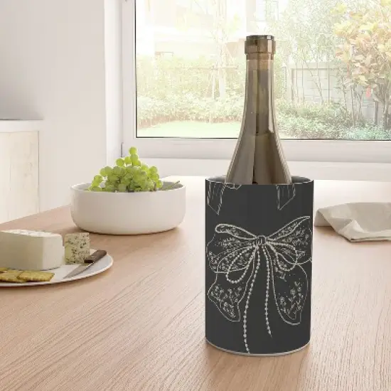 Anis Illustration Romantic Bows Gray Pattern Wine Chiller image {1}