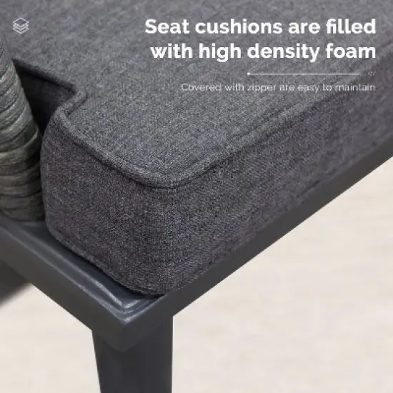 PURPLE LEAF Outdoor Dining Set Patio Aluminium Table and Rope Weave Chairs Included Cushions for Backyard Decor Kitchen image {6}