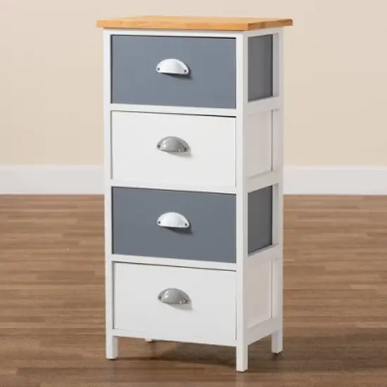 Calra Wood 4 Drawer Storage Unit Oak Brown - Baxton Studio image {8}