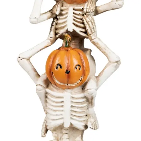Northlight Trio of Stacked Trick or Treat Jack-O-Lantern Skeletons Halloween Decoration - 12.25" image {6}