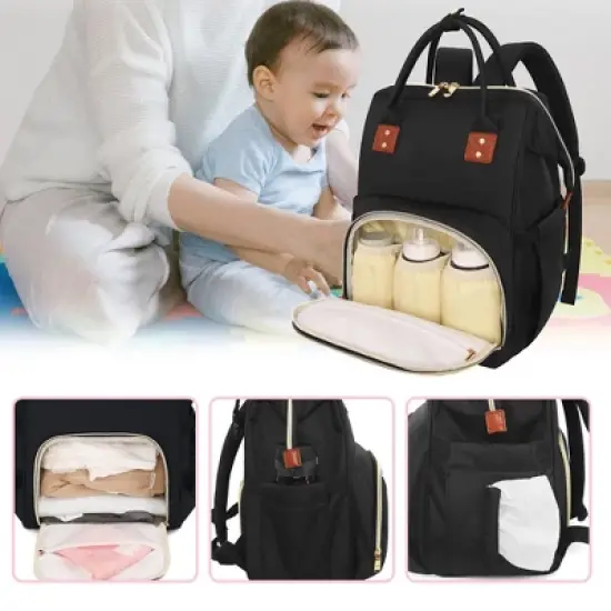 Itopfox Large Capacity Multifunction Diaper Backpack with Insulated Pockets for Baby Essentials, Travel & Daily Use image {4}