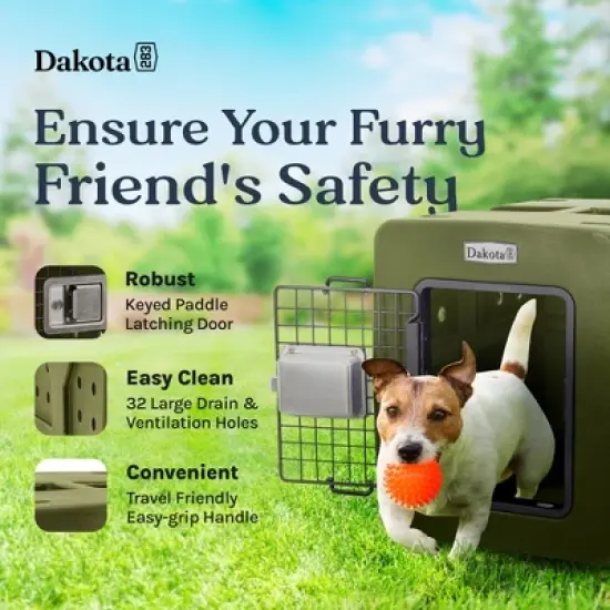 Dakota 283 G3 Small Ventilated Framed Pet Kennel w/Ultra-Secure Lock, Easy-Grip Handle & Keyed Paddle Latching Door for Small-Breed Dogs, Olive image {2}