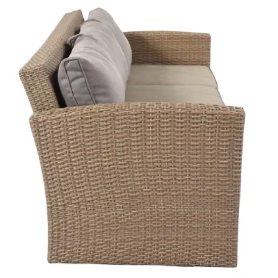 4pc Outdoor Wicker Conversation Set with Cushions - Gray - GODEER image {9}