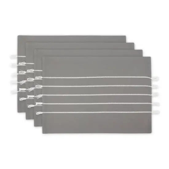 Design Imports Gray/ White Stripe Tassel Placemat Set/4 image {10}