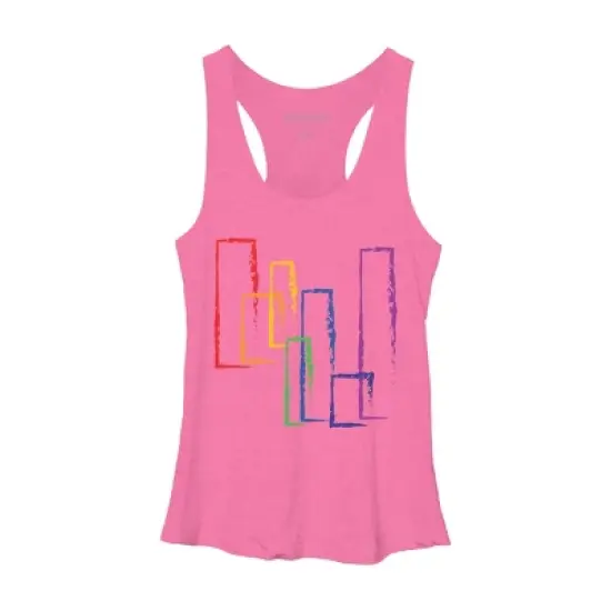 Design By Humans Rainbow Rectangles Abstract By Racerback Tank Top image {2}