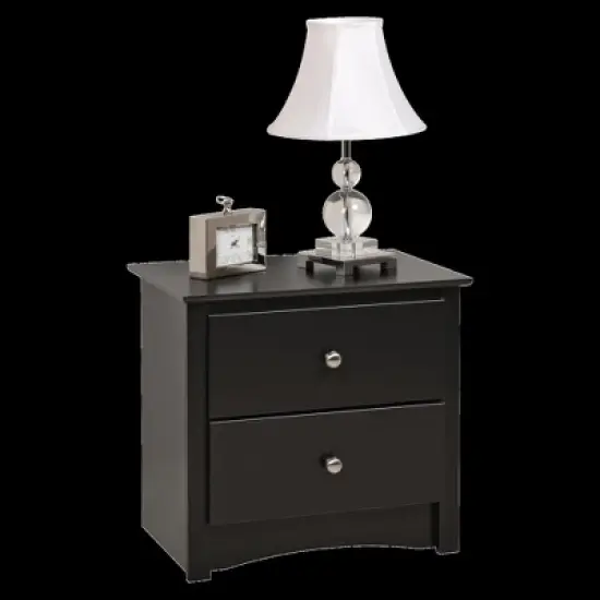 Sonoma 2-Drawer Nightstand Black - Prepac image {5}