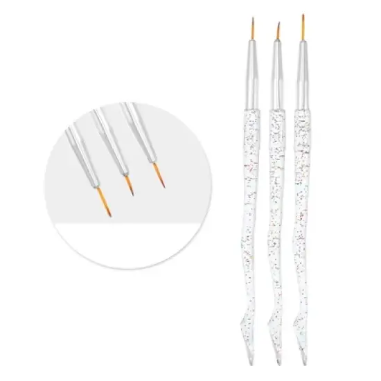 Unique Bargains Nail Art Brushes Silver Tone Transparent 3 Pcs image {4}