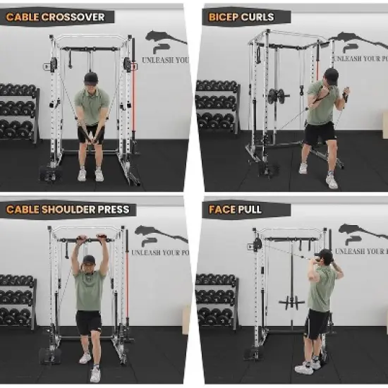 2000 LBS Power Cage,Multi-Function Power Rack with Cable Cross-Over System,Squat Rack with LAT Pull Down System for Home Gym image {1}