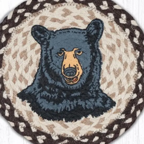 Earth Rugs Bear Printed Round Jute Trivet &ndash; 10" Rustic Accent with Heat-Resistant Eco-Friendly Braided Natural Design image {2}