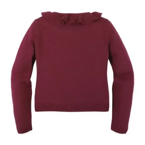 Hope & Henry Girls' Organic Cotton Long Sleeve Ruffle Collar Cardigan Sweater, Infant image {5}