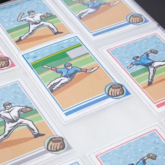 Bright Creations 9 Pocket Trading Card Binder with Removable Sleeves, Holds up to 900 Cards, 14 x 11 In, Black & Gold Faux Leather image {5}