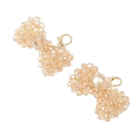 Unique Bargains Beaded Bow Shoelace Charms Gold Tone 1 Pair image {3}