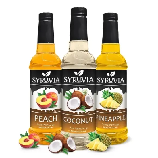 Syruvia Coffee Flavors Variety Pack: Coconut, Peach & Pineapple 25.4 fl oz Syrup image {7}
