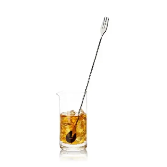 Viski Trident Barspoon with Full Twisted Stem Handle | Cocktail Spoon, Bartender Tool for Mixing Glasses, Swizzle Stick, Gunmetal Finish image {5}