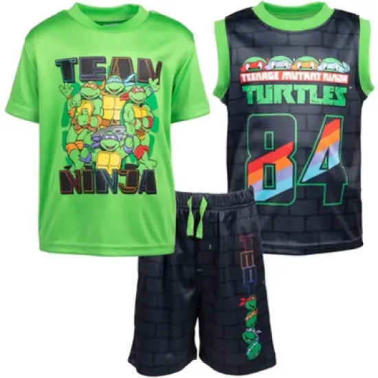Teenage Mutant Ninja Turtles 3 Piece Outfit Set: T-Shirt Tank Top Shorts image {10}