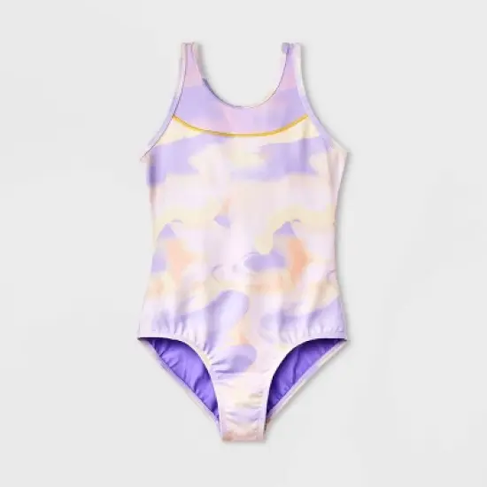 Girls' Gymnastics Swirl Pull-On Leotard - Cat & Jack&trade; Purple/Yellow image {3}