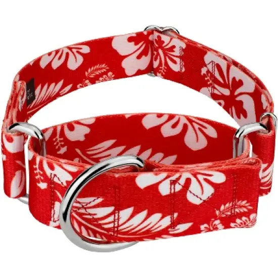 Country Brook Petz 1 1/2 Inch Red Hawaiian Martingale Dog Collar image {8}