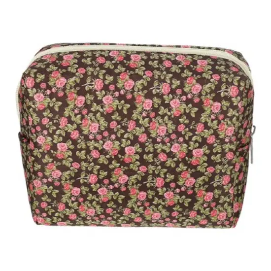 Unique Bargains Portable Peony Cosmetic Bag Rose Red 1 Pc image {3}