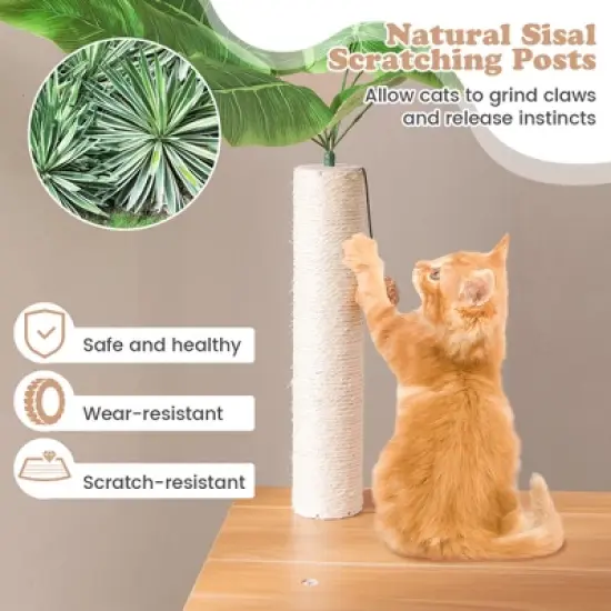 Tangkula All-in-One Cat Tree w/ Litter Box Enclosure Cat Tower Scratching Posts Ladder image {3}