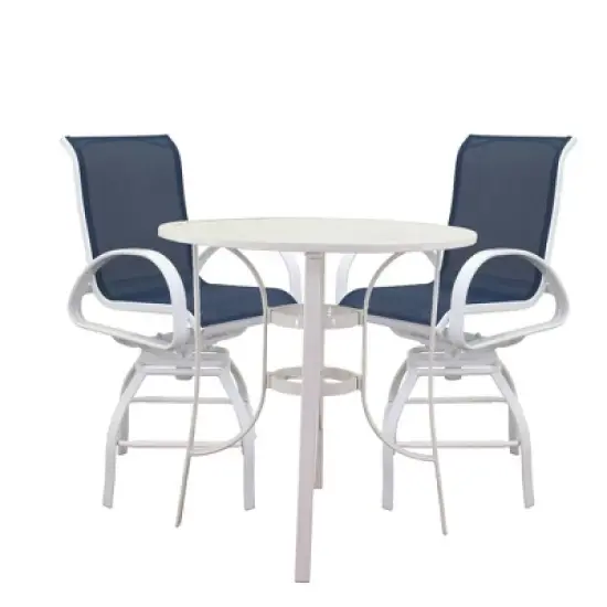 Courtyard Casual Santa Fe 3 pc Balcony Height 36" Round Dining Set  Includes one 36" Balcony Table and two Balcony Swivel Stools image {10}