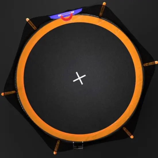 DSVIMOY Trampoline, 14FT Powder-coated Advanced Trampoline with Basketball Hoop Inflator and Ladder, Outer Safety Enclosure, Orange, 168*168*106.32 image {1}