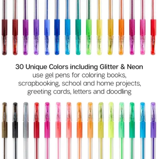 KINGART Gel Pens, Soft Grip, 30 Glitter Colors image {4}