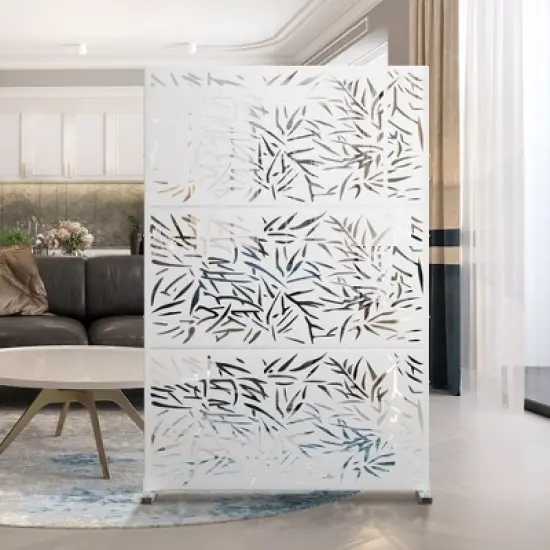 PexFix 72 in. x 47 in. Outdoor Privacy Screen Garden Fence Bamboo Pattern in White image {5}