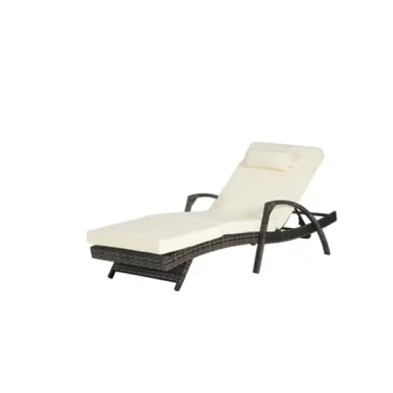 Set of 2 Outdoor Lounge Chair 5-Position Chaise Lounge Wicker Long Reclining Chair Lawn Sunbathing Chairs with Cushion, Gray/Beige/Blue/Red-ModernLuxe image {8}