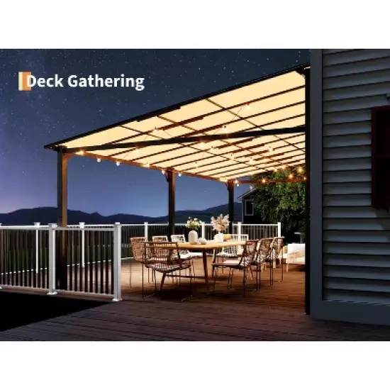 Wall Mounted Hardtop Gazebo &ndash; Lean-to Aluminum Frame with Polycarbonate Roof, Ideal for Outdoor Patio, Lawn, Deck, and Parties image {7}